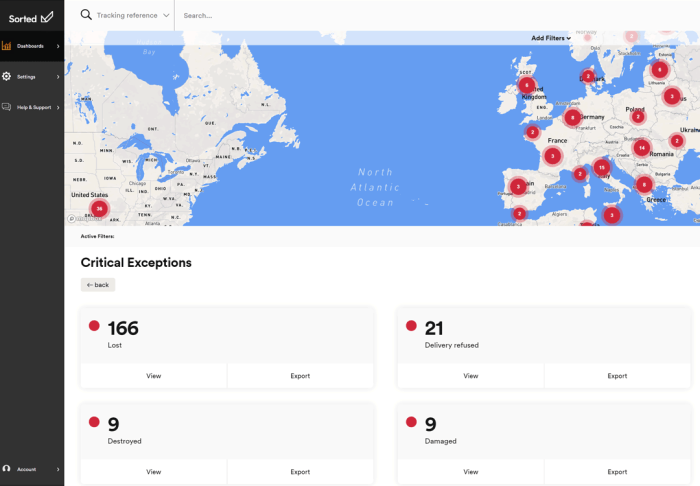 Critical exceptions dashboard