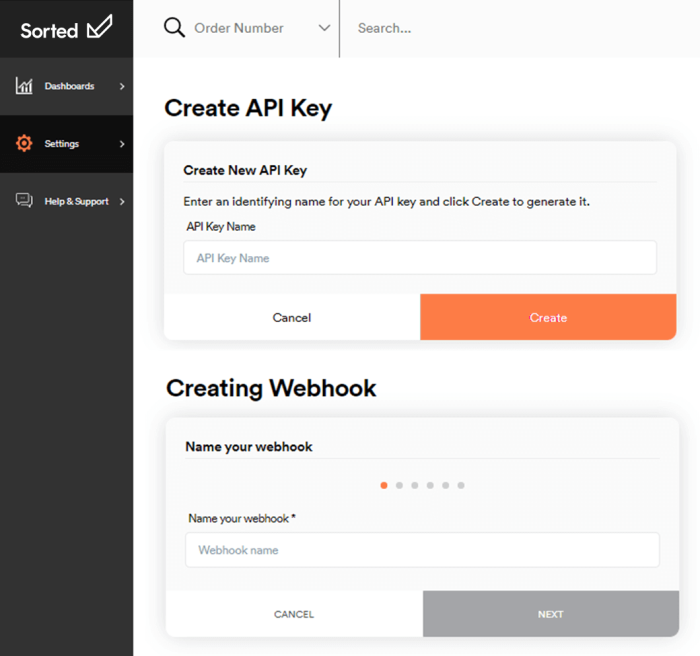 API and creating webhooks features